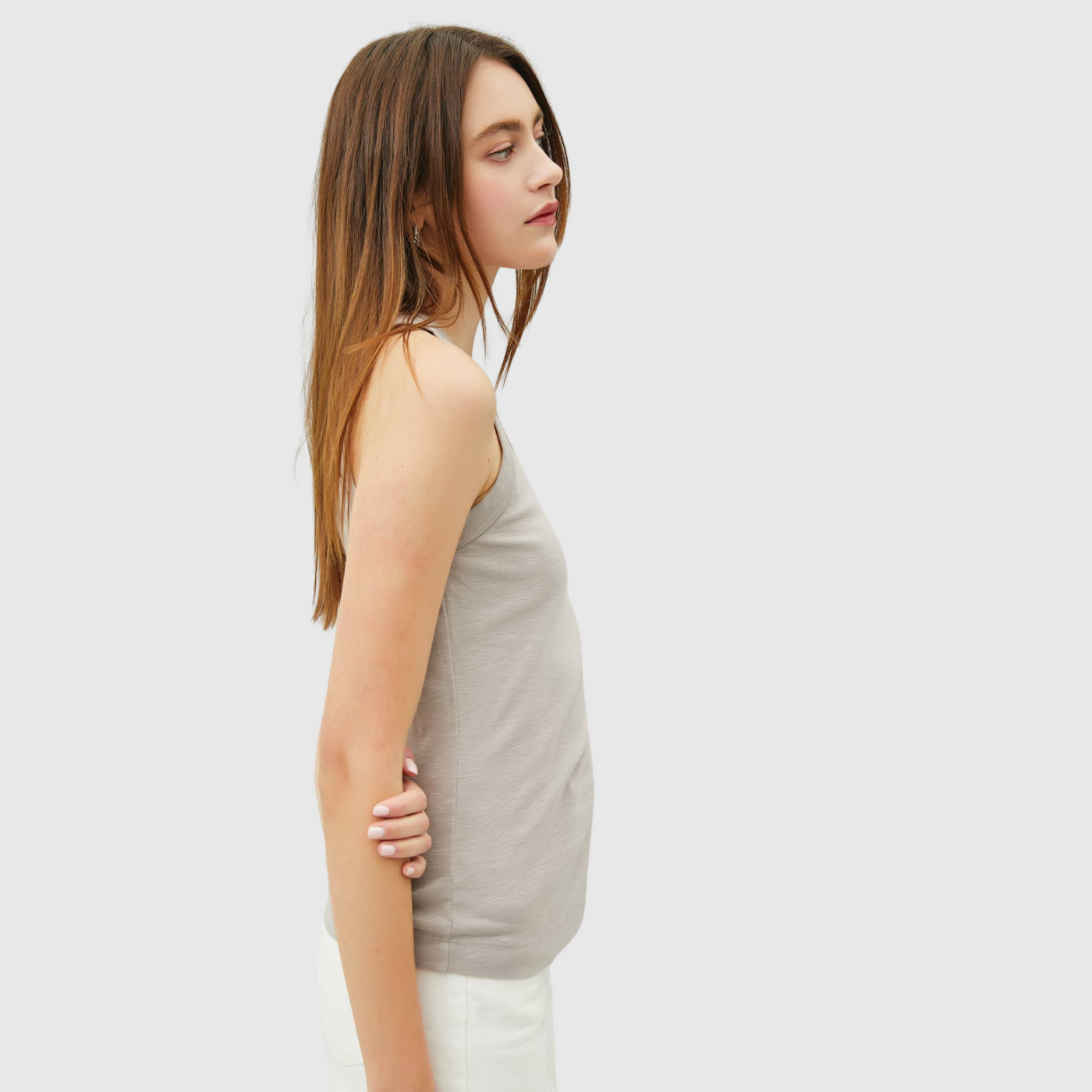 The Cooper Scoop Neck Tank in Pebble