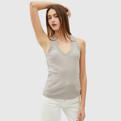 The Cooper Scoop Neck Tank in Pebble