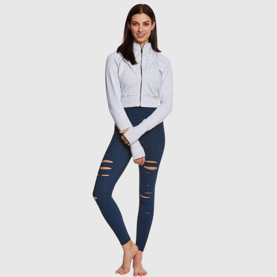 alo High-Waist Ripped Warrior Legging in Navy – noomaLIFE