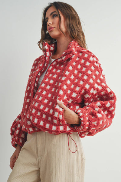 Sherpa Jacket in Red Multi