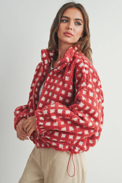 Sherpa Jacket in Red Multi