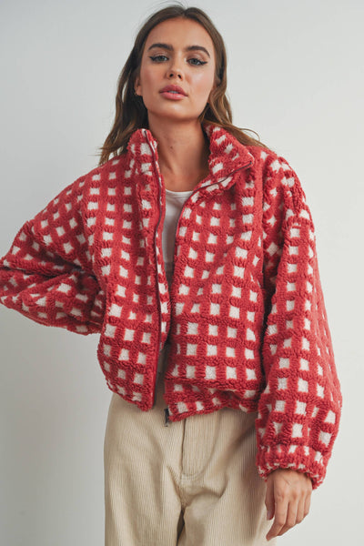 Sherpa Jacket in Red Multi