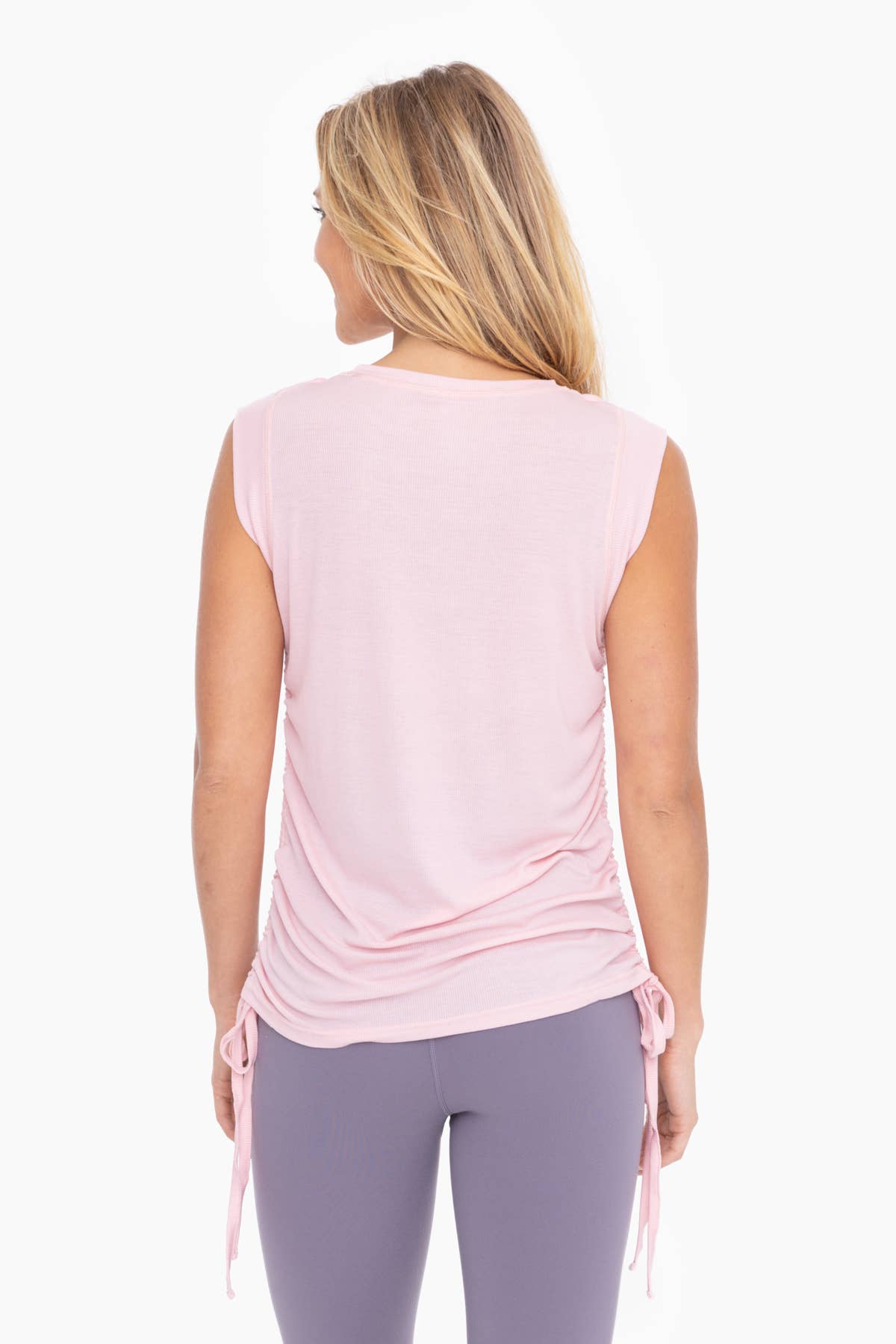 Side Cinch Muscle Tank in Rose