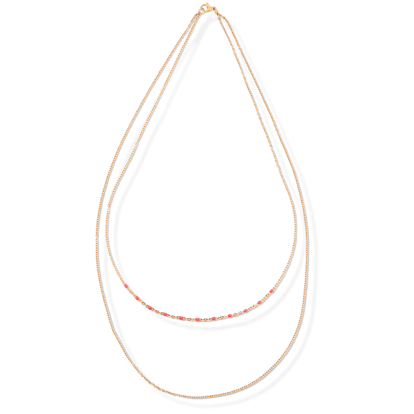 Ellie Vail Nyla Pink Dainty Enamel Double Chain Necklace